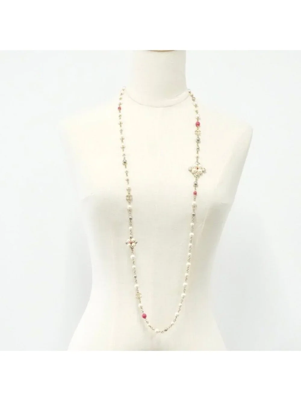 Chanel Choker Gold Silver Pink Coco Mark Long Necklace